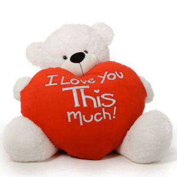 Giant 5 feet white Teddy Bear with a Huge Heart Giant 5 feet white Teddy Bear with a Huge Heart